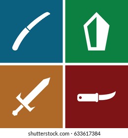 Dagger icons set. set of 4 dagger filled icons such as gardening knife