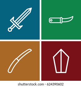 Dagger icons set. set of 4 dagger outline icons such as gardening knife