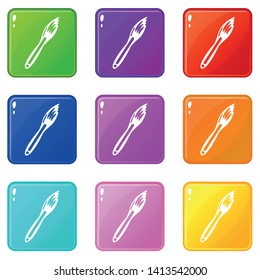 Dagger icons set 9 color collection isolated on white for any design
