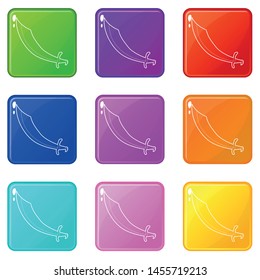 Dagger icons set 9 color collection isolated on white for any design