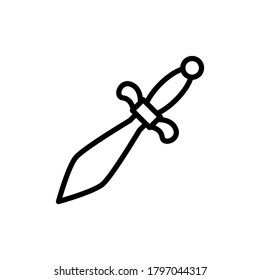 Dagger-Messersymbol. Einfache Linie, Umrisslinien, Vektorelemente von esoterischen Symbolen für i und ux, Website oder mobile Anwendungen