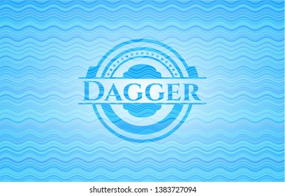 Dagger light blue water wave badge. Vector Illustration. Detailed.