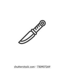 Dagger line icon, outline vector sign, linear style pictogram isolated on white. Dirk knife symbol, logo illustration. Editable stroke