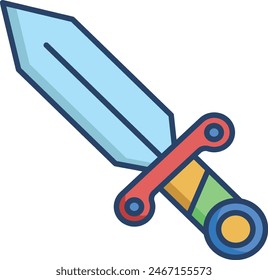 Dagger linear color vector illustration