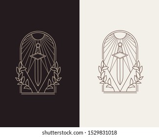 Dagger Logo Emblem . Vector Illustration