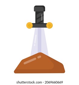 A dagger in a mud, flat editable icon