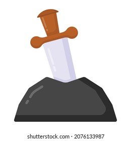 A dagger in a mud, flat editable icon