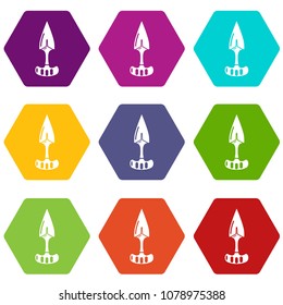 Dagger ninja icons 9 set coloful isolated on white for web