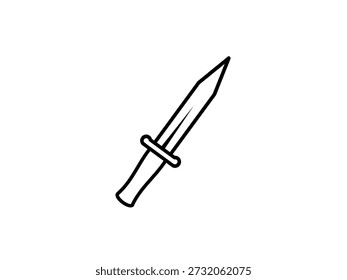 Dagger outline icon isolated on white background.