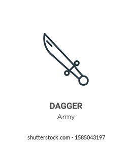 Dagger outline vector icon. Thin line black dagger icon, flat vector simple element illustration from editable army concept isolated on white background