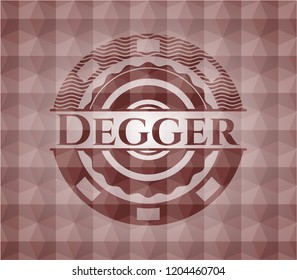 Dagger red seamless emblem with geometric pattern.