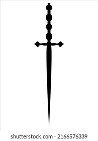 Dagger im Retro-Stil. Schwarze Silhouette. Vintage-Look