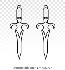 Dagger or short knife for stabbing - line art icons for apps and websites