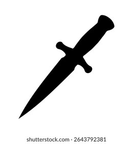 Dagger silhueta ícone vetor plano design sobre fundo branco
