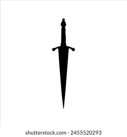 Dagger silhouette isolated on white background. Dagger icon vector illustration.