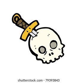 dagger in skull cartoon