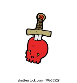 dagger in skull cartoon