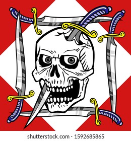 dagger skull red card eye