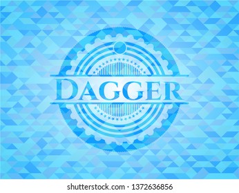 Dagger sky blue emblem with mosaic ecological style background