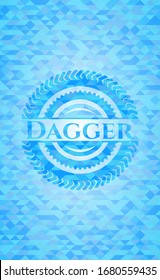 Dagger sky blue emblem. Mosaic background