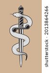 Dagger with snake icon, mythology concept. Vector illustration EPS 10