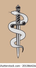 Dagger with snake icon, mythology concept. Vector illustration EPS 10