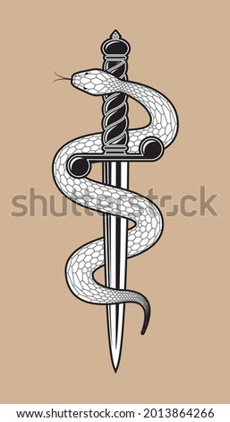 Dagger with snake icon, mythology concept. Vector illustration EPS 10