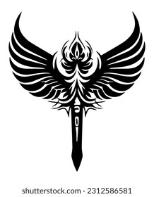 Dagger sword hand drawn logo design illustration