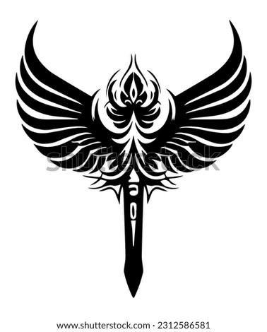 Dagger sword hand drawn logo design illustration