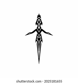 Logotipo del símbolo de la daga. Diseño de tatuajes. Ilustración de vectores de esténcil
