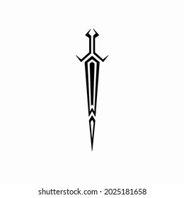 Dagger Symbol Logo. Tattoo Design. Stencil Vector Illustration