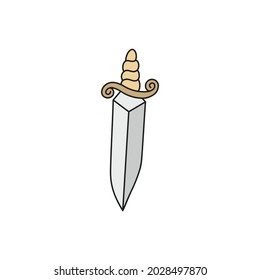 Dagger vector illustration. Hand drawn classic knife, sword, dagger with handle. Isolated.