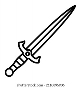 Dagger Vector Outline Icon Isolated On White Background
