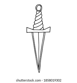 Dagger. Wicca and pagan tradition. Hand drawn vector element