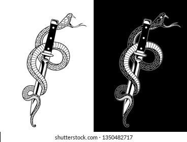 Premium Vector  Snake and dagger tattoo vector design