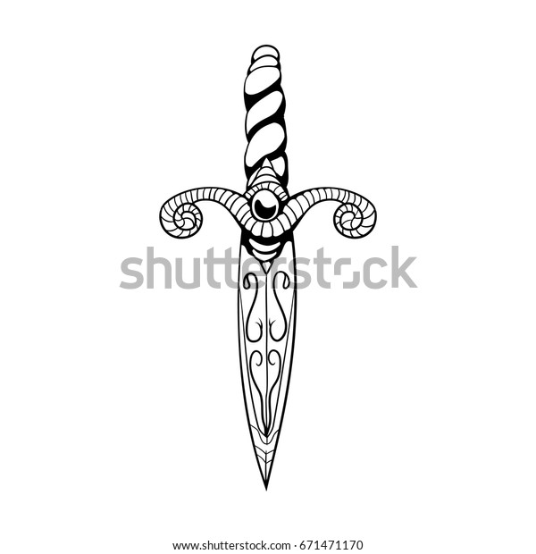 Daggervector Illustration Old School Tattoo Styleeps8 Stock Vector ...