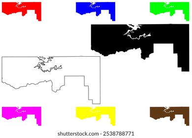 Daggett County, State of Utah (U.S. county, United States of America, USA, U.S., US) mapa ilustração vetorial, esboço de rabisco Mapa de Daggett