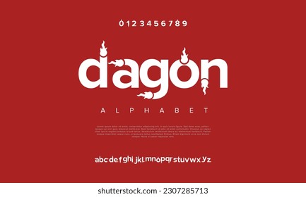 Dagon abstract digital technology logo font alphabet. Minimal modern urban fonts for logo, brand etc. Typography typeface uppercase lowercase and number. vector illustration