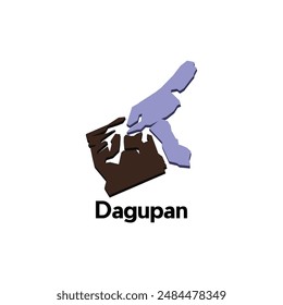 Plantilla de diseño de Vector del mapa del mundo de la ciudad de Dagupan, estilo gráfico aislado en el fondo blanco, conveniente para su compañía