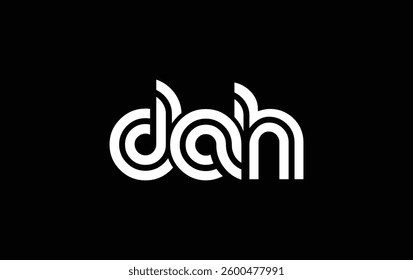 DAH Creative Unique Modern Letter Logo Design. Stylized logo featuring a unique letter design, presenting abstract minimalist aesthetics and modern appeal.