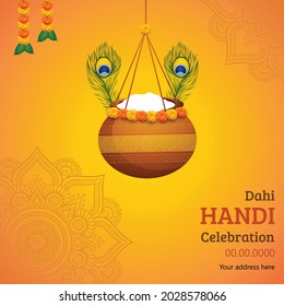 Dahi handi celebration invitation on Janmashtami