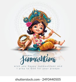 dahi handi Hindu Festival of Happy Shree Lord Krishna God Born Janmashtami. Abstrakte Vektorillustration Design. Weiß Hintergrund