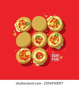 Dahi Puri. Indian street Food Vector, illustration, colorful graphic