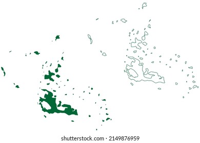 Dahlak Archipelago (State of Eritrea, Red Sea) map vector illustration, scribble sketch Dahlak Kebir, Nora, Dohul map