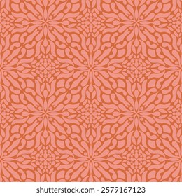 Dahlia bloom pink fluent abstract abundant mandala on warm pumpkin orange