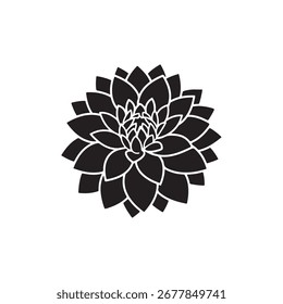 Dahlia Flower Icon Vector Logo Illustration Or Dahlia Flower Silhouette Vector. cool dahlia flower icon logo illustration with simple design style.