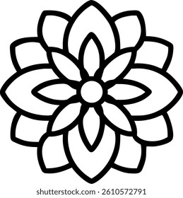 Dahlia Flower Outline Showcasing Its Complex Petals Vector Silhouette Design