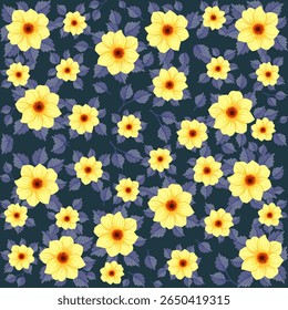 Dahlia Flower Pattern Seamlees background