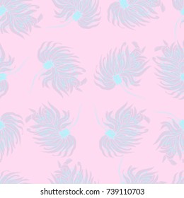 Dahlia Flower Seamless Pattern. Cute Floral Background for textile, wallpaper, apparel, wrapping, packaging, wedding invitations, home decor, etc. Vector