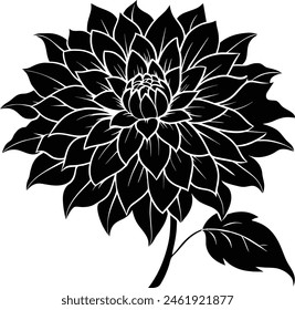 Eine Dahlienblume Silhouette Schwarz Vektorgrafik Kunstwerk Illustration